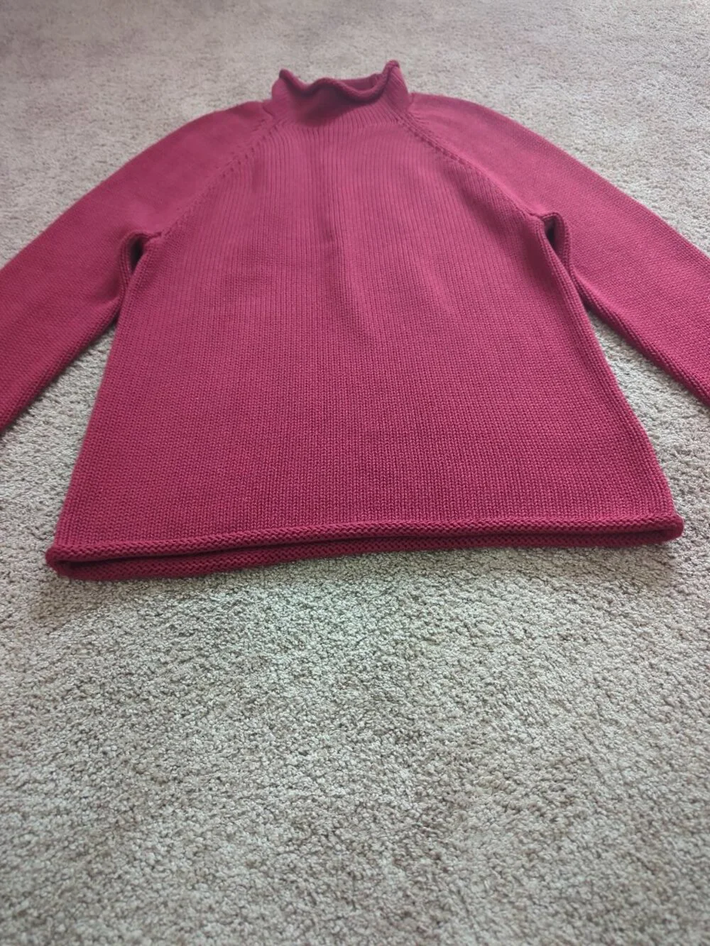 J. Crew 1988 Rollneck Cotton Sweater XS Burgundy